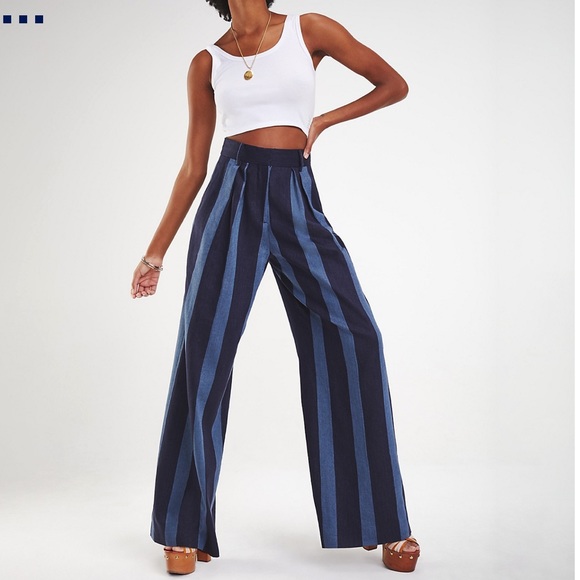 striped wide leg jeans